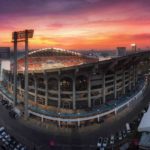 Panorama view of Football stadium in city