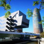 Barcelona, Spain, April 2019: Disseny Hub Barcelona Museum (design Museum Of Barcelona) And Agbar To