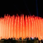 Barcelona, Spain – October 5, 2018: Night Show Of Colorful Magic Fountain In Front Of National Museu